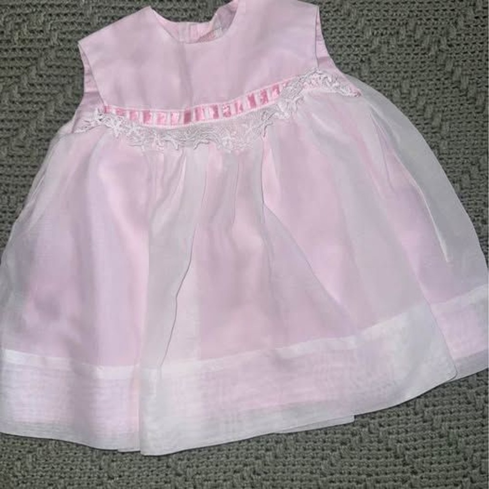 Ruth of Carolina Girls 6-9 Months Pink Tent Dress Vintage Heirloom Cottagecore